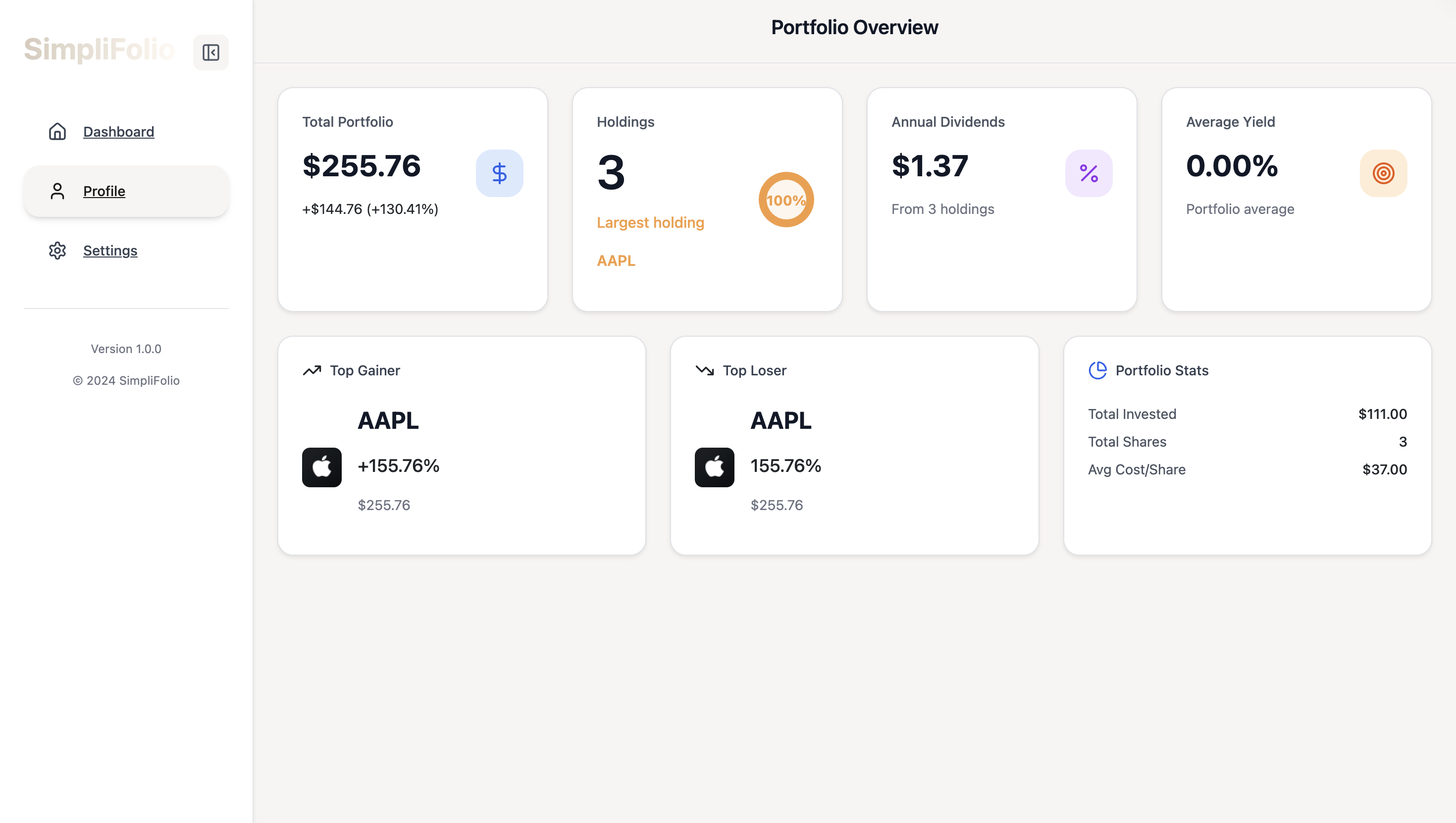SimpliFolio screenshot 5
